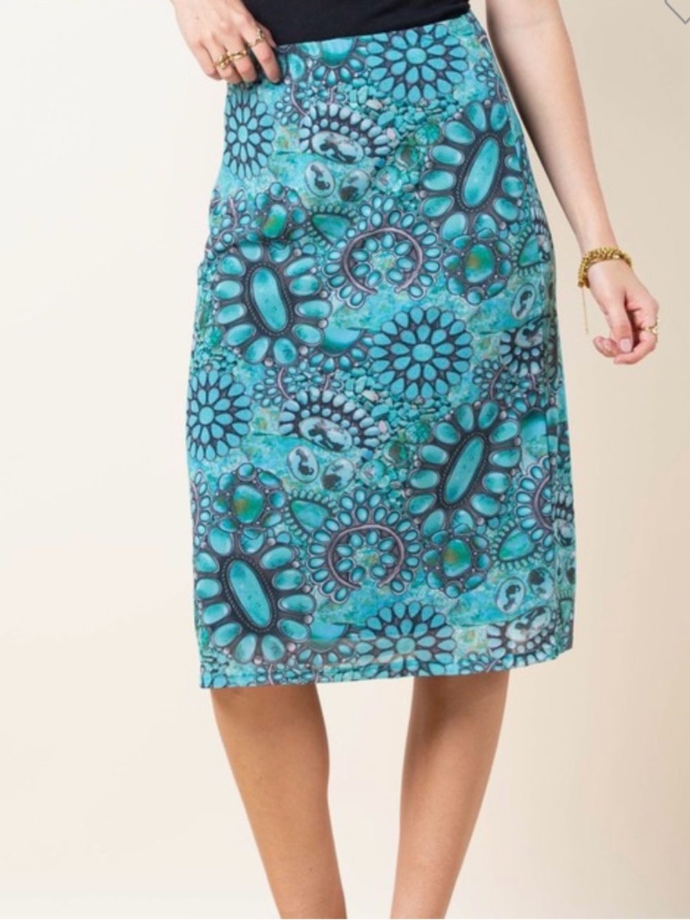 Turquoise Jewels Mesh Skirt